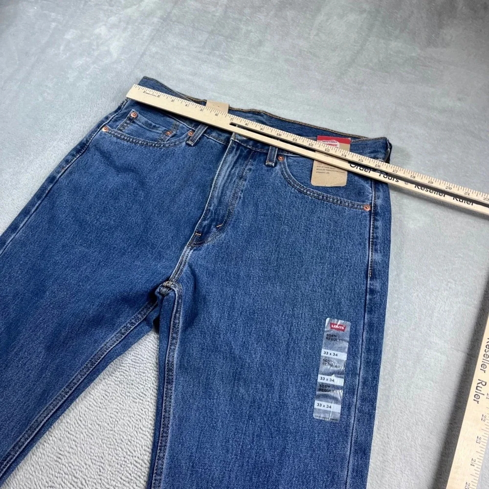 Levis 505 Regular Fit Straight Leg Mens Jeans Blue Denim 33x34 NWT 00505-0216